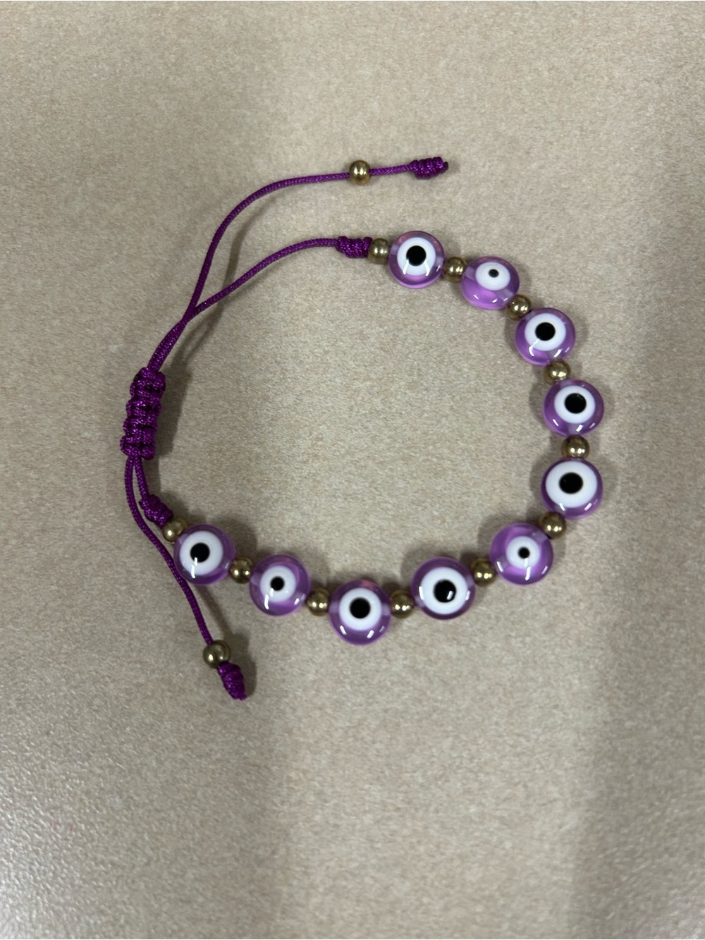 Purple Evil Eye Beaded Bracelet - Adjustable